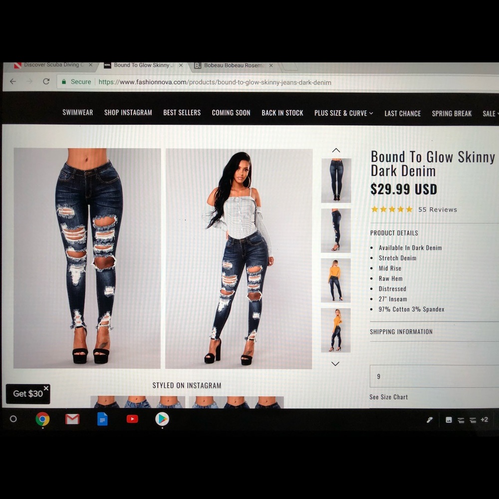 Bound to Glow Skinny Jeans - Dark Denim